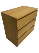 IKEA light oak four drawer chest