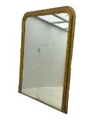 Large 19th century gold painted gilt gesso arch top wall mirror