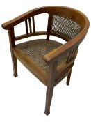 Set of four teak framed tub shaped liner chairs