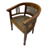 Set of four teak framed tub shaped liner chairs