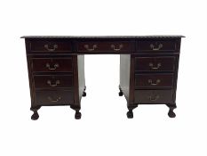 Early to mid-20th century mahogany twin pedestal desk