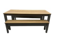 Oak and painted finish rectangular dining table