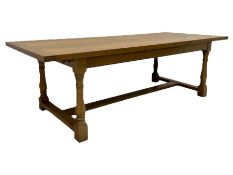 Rectangular solid light oak refectory dining table