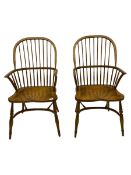 Pair of light elm Windsor armchairs