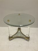 Classical style glass and brass circular coffee table