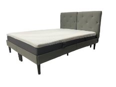 Grey upholstered 5' King-size bed with mattress