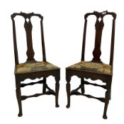 Pair of 18th century oak hall chairs