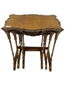 Late 19th century figured walnut nest of tables