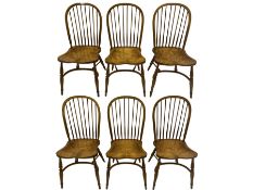 Set of six elm Windsor chairs