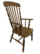 19th century elm and beech high back kitchen chair