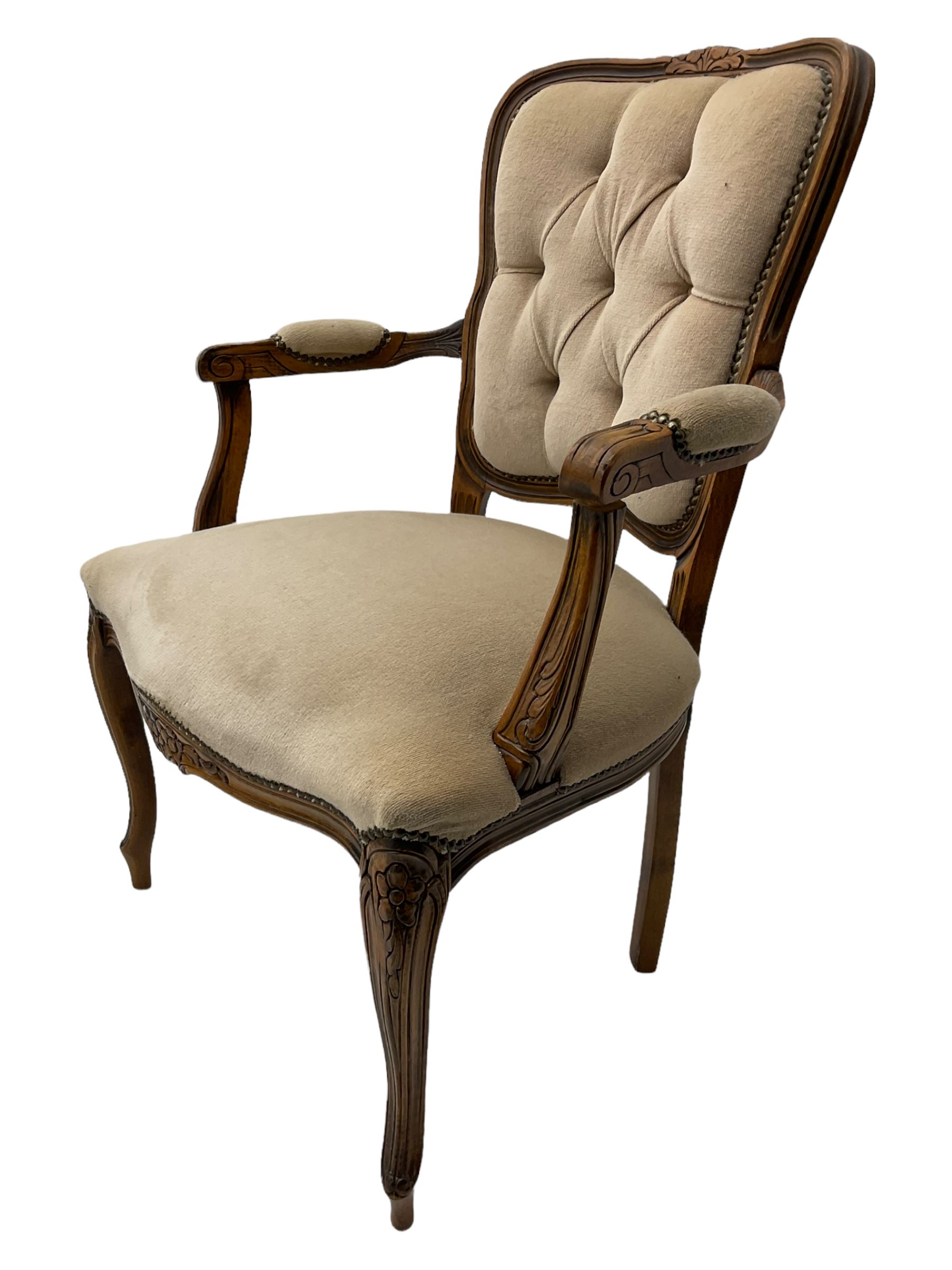 Set of four French style beech framed armchairs - Image 2 of 4