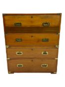 19th century walnut two sectional military campaign chest