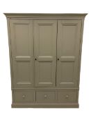 Willis & Gambier - white finish triple wardrobe with three drawers