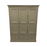 Willis & Gambier - white finish triple wardrobe with three drawers