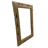 Large hand carved lined wood wall mirror