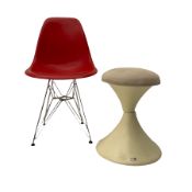 1970's mushroom stool and an Eames design chair