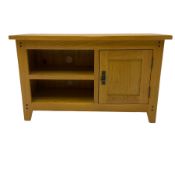 Solid light oak television stand