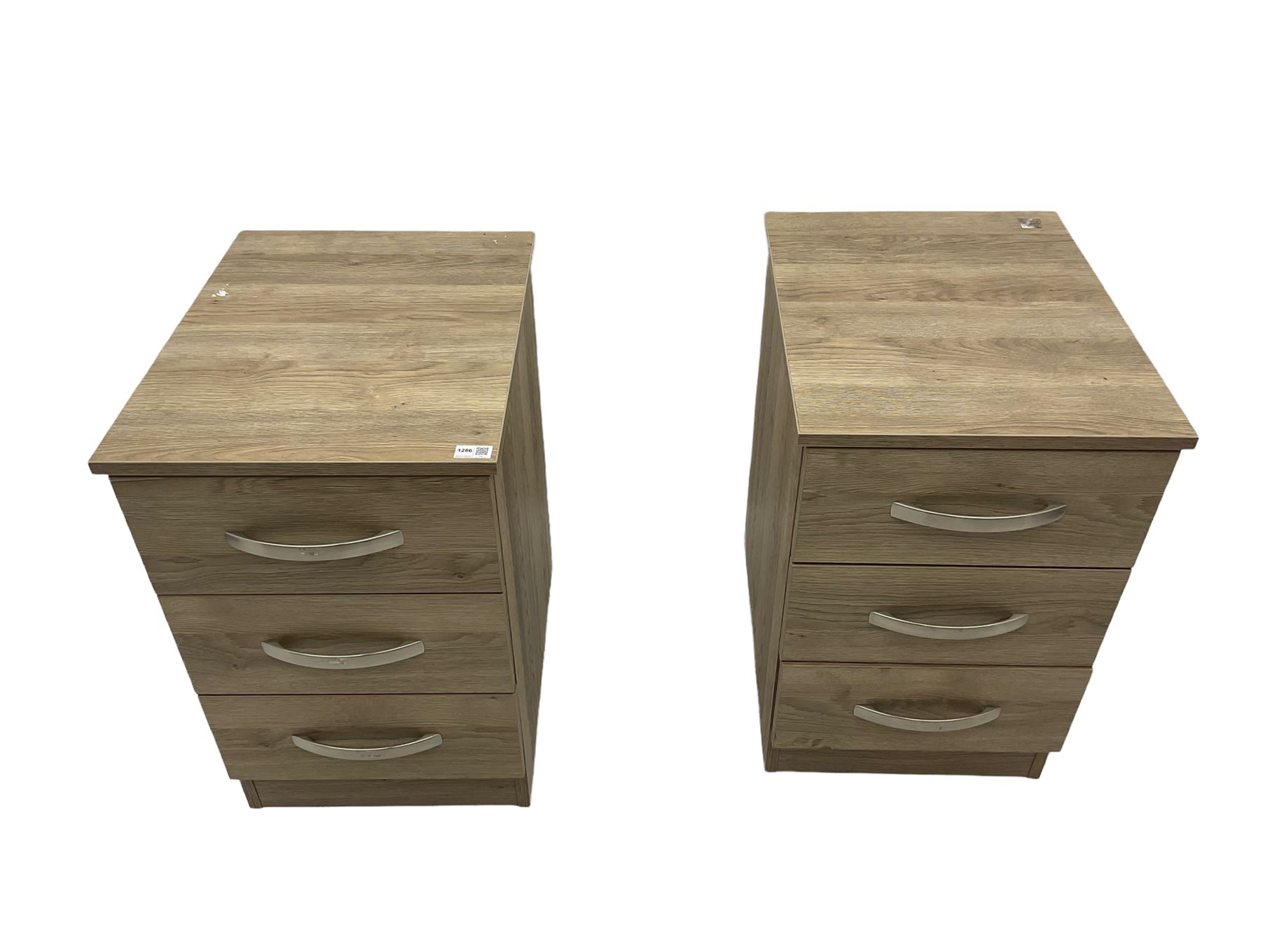 Pair oak finish pedestal chests - Image 2 of 6