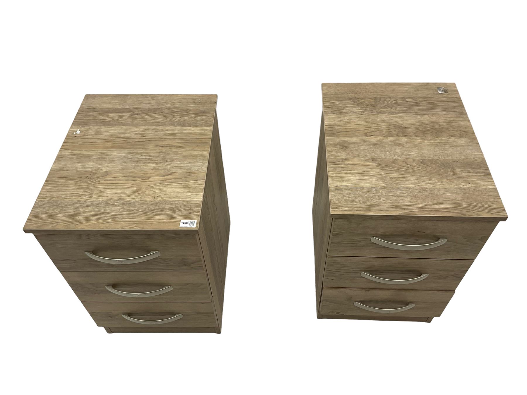 Pair oak finish pedestal chests - Image 5 of 6