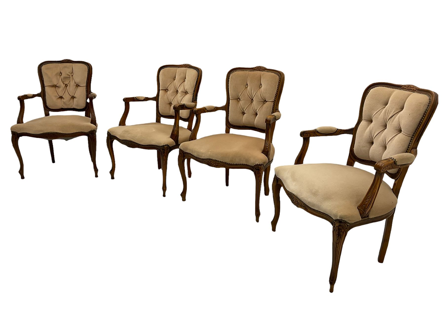 Set of four French style beech framed armchairs - Image 4 of 4