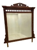 Edwardian walnut over-mantle mirror