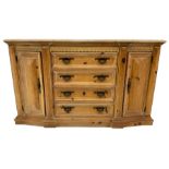 Pine break-front side cabinet