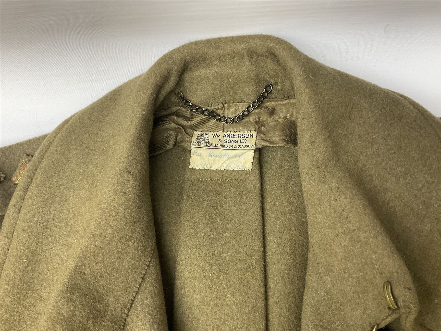 WW2 Army Great Coat and tunic named to Captain Hawkyard of The Argyll & Sutherland Highlanders (Prin - Image 2 of 15