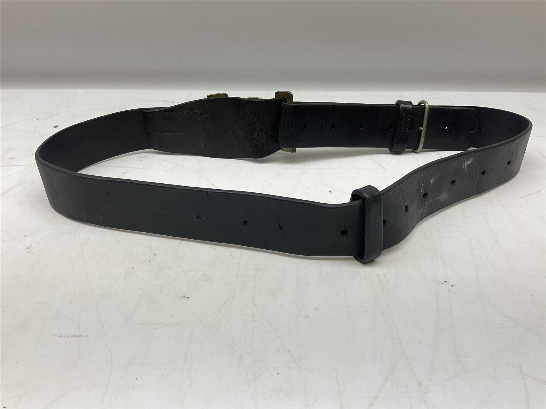 North Eastern Railway Police adjustable leather belt with steel buckle; crudely inscribed '270' - Image 6 of 8