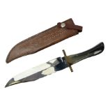 Large Bowie knife the 24.5cm steel blade marked J.E. Middleton & Sons Rockingham Street Sheffield wi