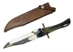 Large Bowie knife the 24.5cm steel blade marked J.E. Middleton & Sons Rockingham Street Sheffield wi