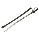 Early 20th century British Army officer's sword with 90cm plain slightly curving fullered steel blad