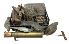 Quantity of animal traps including copper and brass Cymag gas hand pump