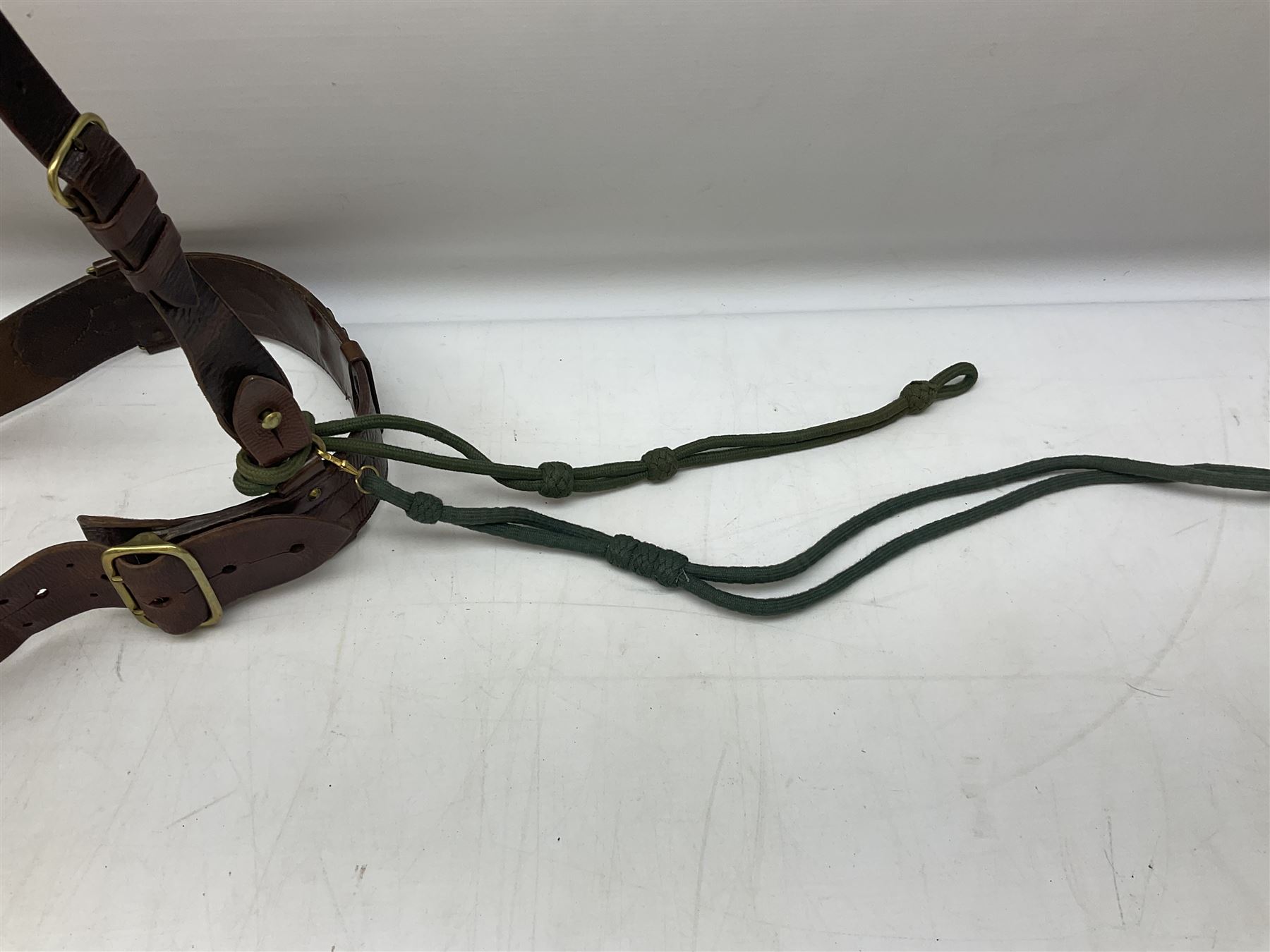 British Army Officers Sam Browne leather belt with shoulder strap; and webbing belt with Potter Lond - Image 8 of 12