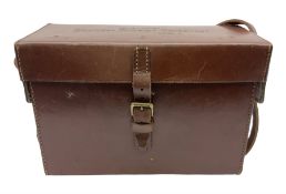 WW2 stitched leather carrying case for an Exploder Dynamo-Condenser Mk.1 with baize lined fitted int
