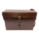 WW2 stitched leather carrying case for an Exploder Dynamo-Condenser Mk.1 with baize lined fitted int