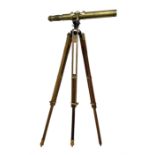 Early 20th century Ross London brass gunsight L67cm now as a telescope with Gaskell & Chambers brack