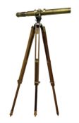 Early 20th century Ross London brass gunsight L67cm now as a telescope with Gaskell & Chambers brack
