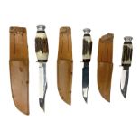 Graduated set of three Bowie knives by J. Nowill & Sons Sheffield England Est. AD1700