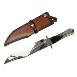 Large Bowie knife the 26.5cm steel blade marked J.E. Middleton & Sons Rockingham Street Sheffield wi