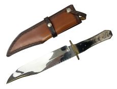 Large Bowie knife the 26.5cm steel blade marked J.E. Middleton & Sons Rockingham Street Sheffield wi