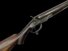 19th century H. Akrill Beverley 10-bore by 2 5/8" double barrel side-by-side 'cripple stopper' hamme