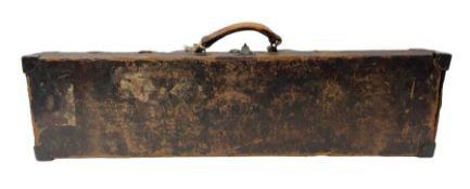 19th/early 20th century brass bound leather shotgun case with fitted interior to accommodate 72cm (2
