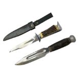 German ERN Wald-Solingen Art Deco style hunting knife with 13cm Bowie type blade and chrome fittings