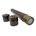 19th century leather covered brass and wooden single draw telescope inscribed 'Dollond London Day or