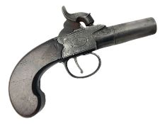 Early 19th century .490" calibre single barrel flintlock converted to percussion cap pocket pistol w