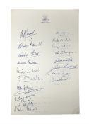 Hendon Hall Hotel letter heading signed by nineteen players and staff of the England football team i