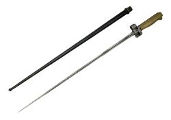 French Lebel Model 1886/93/16 bayonet with 52cm steel cruciform blade and brass hilt No.R22136; in s