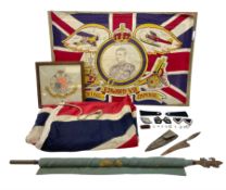 Union flag entitled 'Edward VIII King Emperor' with central portrait surrounded by aircraft