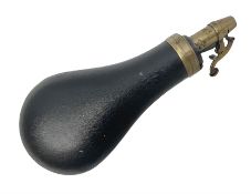 Rare leather covered brass rifle powder flask by Dixon & Sons graduated in grains H20cm