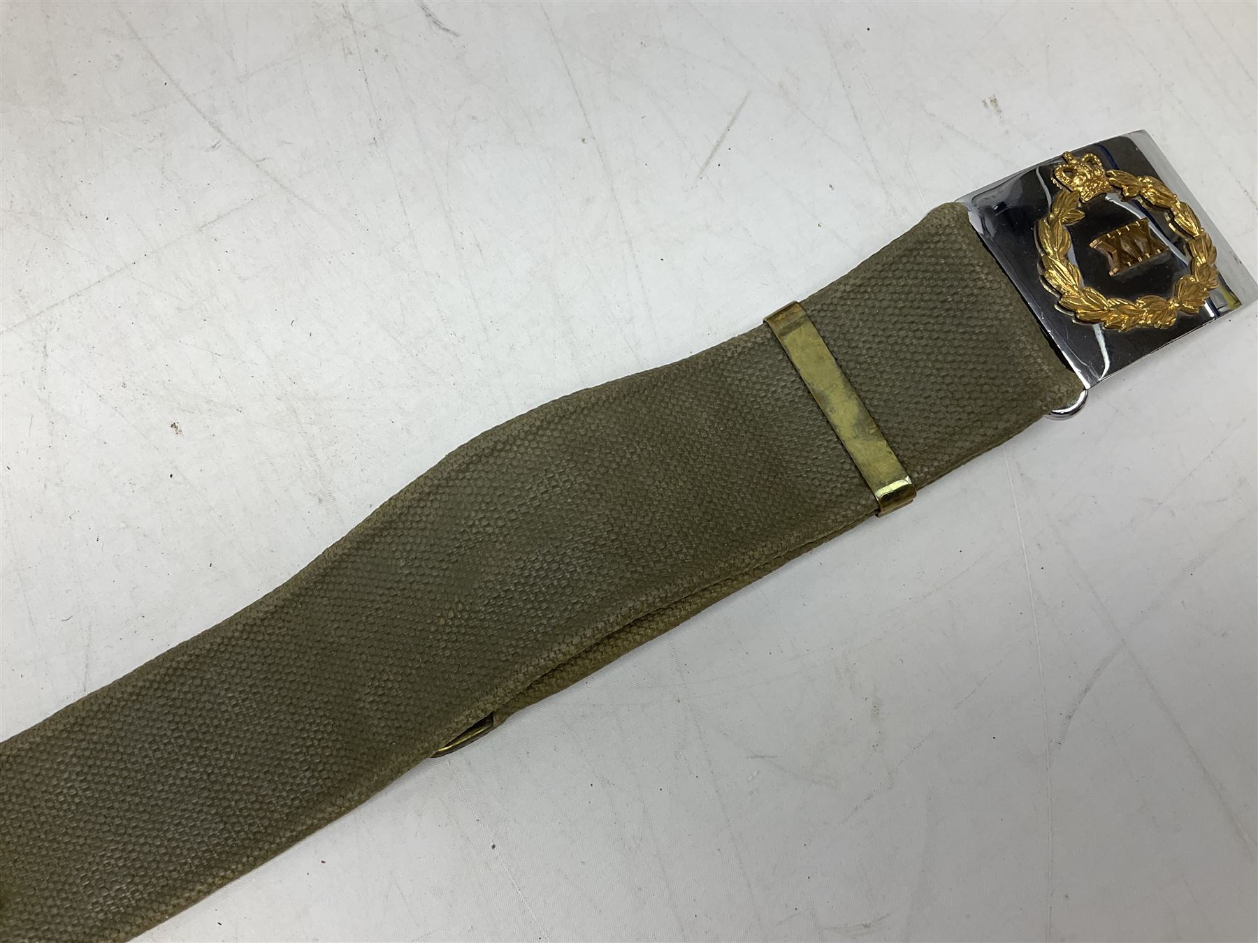 British Army Officers Sam Browne leather belt with shoulder strap; and webbing belt with Potter Lond - Image 5 of 12